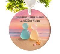 Ornement de Mer Amitié - Pendentif Rond Précieux de Noël en Acrylique Plat à Bord Plat,Souvenir de Relation Art Verre de Mer,pour la Maison Le Mur Le Bureau Le Jardin la Chambre Le