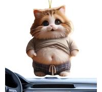 Ornement de miroir de gros chat - Décor de voiture en forme d'animal, breloque de rétroviseur automobile en acrylique 2 D, décorations de rétroviseur de voiture pour chat et chien potelés mignons | Ac