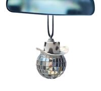 Ornement De Miroir Voiture Boule disco| Pendentif Chapeau Cowboy Rétroviseur - Breloque Disco, Décoration Bling, Breloque Vue Arrière Pour