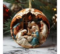 Ornement De Noël 2025 Collectible Effet Vitrail Acrylique 8cm | Emballage avec ruban et carte pour échanges festifs Réflexion lumineuse pour atmosphère enchanteur pour décor pour