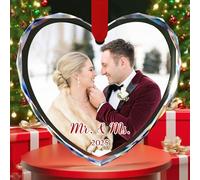 Ornement de Noël 2025 Personnalisé avec Photo - en Verre Cristal (Forme Boule ou Cœur) - Gravure Texte/Date - Cadeau Personnalisé pour Famille, Couple ou Animal de Compagnie (Boule Photo Ornement)