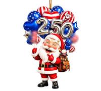 Ornement de Noël 250e Noël 2D Acrylique Pendentifs Arbre Père Noël | Décorations de Noël 250e pour vacances, fête, mur, porche, fenêtre, cheminée, entrée