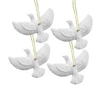 Ornement De Noël - 4 Pièces En Résine Blanche Peace Love Joy Bird Decor