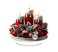 Ornement de Noël acrylique - Décoration 2D, décoration, signe de table saisonnier | Sculpture centrale de la pièce de fête de fête, affichage coloré de nappe sur étagère avec salle à manger