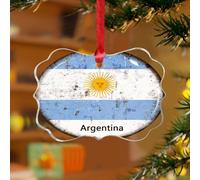 Ornement de Noël Argentine Drapeau patriotique Ferme Souvenir Disque Acrylique Transparent Drapeau de Ville Souvenir International Pendentif pour Décoration de Sapin de Noël Étiquette Cadeau Plaque