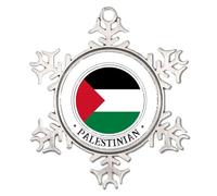Ornement de Noël avec cadre palestinien argenté - Drapeau du monde mondial - Décoration de sapin de Noël à suspendre - Drapeaux nationaux de campagne - Pendentif rustique - Cadeau pour lui et elle