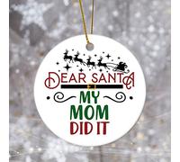 Ornement De Noël Bas Cher Père Noël Ma Mère L'A Fait Ornements De Sapin Vintage Pendentifs Décoration Détachables Pendentif en Céramique pour Home Decor Fête du Nouvel Fête De Vacances 7.3CM