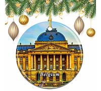 Ornement De Noël Belgique Palais Royal De Bruxelles Ornements d'arbre De Noël Esthétique Pendentifs Décoration Vintage Pendentif en Céramique pour Fête De Vacances Fête du Nouvel Maison 7.3CM