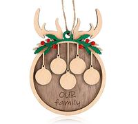 Ornement de Noël, Bricolage Ornements de Noël Elk en Bois Gravure Personnalisée Nom de Famille Ornements à Suspendre en Bois pour Sapin de Noël avec Corde Jolie Étiquette à Suspendre (5 Noms)