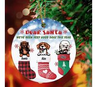Ornement De Noël Chien Drôle Personnalisé Cher Père Noël, Nous Avons Été De Très Bons Chiens Cette Année Ornements De Sapin Vintage Pendentif en Céramique Pendentifs Décoration pour 7.3CM