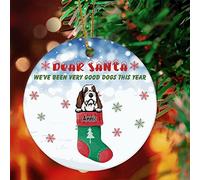 Ornement De Noël Chien Drôle Personnalisé Cher Père Noël, Nous Avons Été De Très Bons Chiens Cette Ornements De Sapin Esthétique Vintage Pendentif en Céramique pour 7.3CM