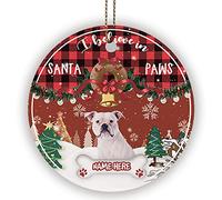Ornement De Noël Chien Je Crois Au Père Noël Paws Cool American Bulldog Ornements d'arbre De Noël Vintage Ornements De Sapin Esthétique Pendentifs Décoration pour Home Decor Maison 7.3CM