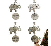 Ornement de Noël d'amitié d'éléphant, Ornement de fraternité d'éléphant sincère en métal, Souvenir de Vacances réconfortant avec des Mots Inspirants, à Suspendre au Sapin de Noël (All)