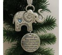 Ornement de Noël d'amitié d'éléphant, Ornement de fraternité d'éléphant sincère en métal, Souvenir de Vacances réconfortant avec des Mots Inspirants, à Suspendre au Sapin de Noël (A4)
