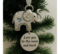 Ornement de Noël d'amitié d'éléphant, Ornement de fraternité d'éléphant sincère en métal, Souvenir de Vacances réconfortant avec des Mots Inspirants, à Suspendre au Sapin de Noël (A3)