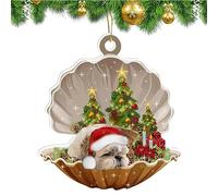 Ornement de Noël de Chien de Coquille | Ornements de tentures de Chien de Noël de Belle Coquille | Acrylique Seafood Shell Dog Pendentif de Noël Beau Cadeau de Noël pour la fête du Nouvel an Eastuy
