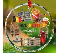 Ornement de Noël de la culture et des monuments de la Belgique, nom/année personnalisé, décoration souvenir belge de Noël 2025, cadeau souvenir pour amoureux de la Belgique, hommes et femmes