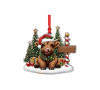 Ornement De Noël De Vache - 2d, Pendentif Acrylique De Vache Des Highlands, Décoration De Vacances D’animaux De Ferme, Décor De Festival Saisonnier Rustique | Ornement De Noël Suspendu Pour Arbre, Mai