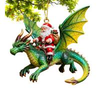 Ornement De Noël Dragon Décoration acrylique 2D Père Noël chevauchant | Pendentifs Dragon De Noël Pour Fête D'Anniversaire, Bureau, Voiture, Maison, Chambre ole, Dortoir,