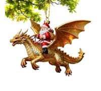 Ornement De Noël Dragon Décoration Acrylique 2D Père Noël Chevauchant Un