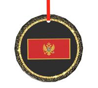 Ornement De Noël Drapeau du Monténégro Ornements De Sapin Détachables Pendentifs Décoration Vintage Ornements d'arbre De Noël pour Fête du Nouvel Home Decor Fête De Vacances 7.3CM