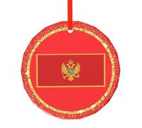 Ornement De Noël Drapeau du Monténégro Ornements De Sapin Esthétique Ornements d'arbre De Noël Détachables Pendentifs Décoration pour Maison Fête De Vacances Fête du Nouvel 7.3CM
