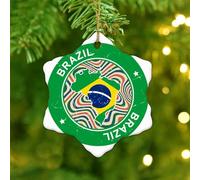 Ornement de Noël du Brésil Drapeau du monde Festival international Ornements à suspendre Décoration d'intérieur Rond Céramique Double Face Ornement Pendentif pour Fille Fils