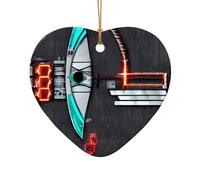 Ornement de Noël en céramique mignon étoile ou cœur décoration à suspendre arbre de Noël décoration d'intérieur Fléchettes imprimé flèches