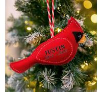 Ornement de Noël en feutre doux personnalisé en forme d'oiseau rouge, cardinal commémoratif un rappel doux que nous ne sommes jamais loin séparé, cardinal et décorations de Noël pour la perte d'un