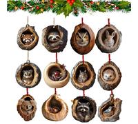 Ornement De Noël en Forme d'animal, Décoration d'animaux De La forêt, Ornement en Acrylique 2D pour Sapin De Noël, Ornement à Suspendre (12 pièces)
