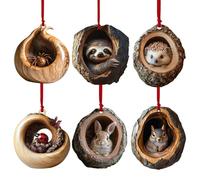 Ornement De Noël en Forme d'animal, Ornement en Acrylique 2D pour Sapin De Noël, Ornement à Suspendre,Raton Laveur Hibou écureuil hérisson Lapin (Paresseux)