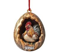 Ornement De Noël en Forme d'animal, Ornement en Acrylique 2D pour Sapin De Noël, Ornement à Suspendre,Raton Laveur Hibou écureuil hérisson Lapin (Poulet)