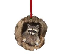 Ornement De Noël en Forme d'animal, Ornement en Acrylique 2D pour Sapin De Noël, Ornement à Suspendre,Raton Laveur Hibou écureuil hérisson Lapin (Raton Laveur)