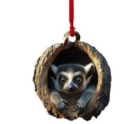 Ornement De Noël en Forme d'animal, Ornement en Acrylique 2D pour Sapin De Noël, Ornement à Suspendre,Raton Laveur Hibou écureuil hérisson Lapin (Maki)