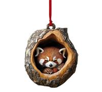 Ornement De Noël en Forme d'animal, Ornement en Acrylique 2D pour Sapin De Noël, Ornement à Suspendre,Raton Laveur Hibou écureuil hérisson Lapin (Panda Roux)
