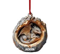 Ornement De Noël en Forme d'animal, Ornement en Acrylique 2D pour Sapin De Noël, Ornement à Suspendre,Raton Laveur Hibou écureuil hérisson Lapin (Dragon)