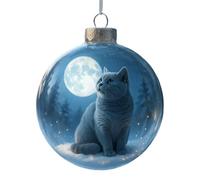 Ornement de Noël en forme de boule de chat - Décoration d'arbre pendentif accessoires de vacances | Rétroviseur mural d'hiver pour maison, salon, voiture familiale, fenêtre, école, bureau, chat mignon