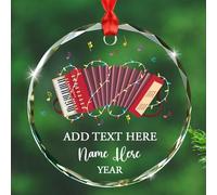 Ornement de Noël en verre accordéon pour enseignant, texte personnalisé et année/nom, décoration de Noël 2025, accordéon personnalisé en verre