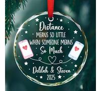 Ornement de Noël en verre personnalisé pour relation longue distance 2025 cadeau pour les couples, la distance signifie si peu quand quelqu'un signifie tellement d'ornements, noms personnalisés pour