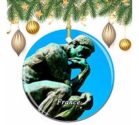 Ornement De Noël France Le Penseur Musée Rodin Paris Ornements d'arbre De Noël Embellissement Ornements De Sapin Esthétique Pendentif en Céramique pour Home Decor Fête De Vacances Maison 7.3CM