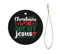 Ornement De Noël Jésus Est La Raison De La Saison Ornements d'arbre De Noël Embellissement Ornements De Sapin Vintage Pendentif en Céramique pour Fête De Vacances Maison Fête du Nouvel 7.3CM