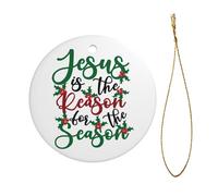Ornement De Noël Jésus Est La Raison De La Saison Ornements De Sapin Vintage Pendentif en Céramique Embellissement Pendentifs Décoration pour Fête De Vacances Home Decor Fête du Nouvel 7.3CM
