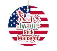 Ornement De Noël Le Gestionnaire De Risques Préféré du Père Noël, Drapeau Américain Joyeux Ornements De Sapin Esthétique Pendentif en Céramique Vintage Pendentifs Décoration pour Maison 7.3CM