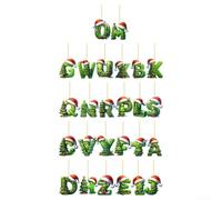 Ornement de Noël Lettre A-Z en Acrylique 2D - Décoration | pour Sapin, Guirlande Centre de Table, Design Alphabet Complet avec de pour suspension, Vert, 8 cm