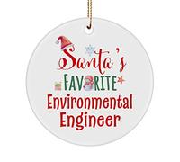 Ornement De Noël L'Ingénieur Environnemental Préféré du Père Noël pour Son Anniversaire Patron Collègue Manager Esthétique Pendentifs Décoration Détachables Pendentif en Céramique pour 7.3CM