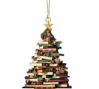 Ornement de Noël livre arbre de Noël | Pendentif de Noël 2D en acrylique pour amoureux de la lecture, décoration multifonction pour fêtes, jardin, cour, intérieur, rebords de fenêtre