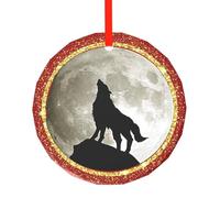 Ornement De Noël Loup Hurlant À La Lune Ornements d'arbre De Noël Vintage Ornements De Sapin Personnalisée Pendentifs Décoration pour Home Decor Maison Fête du Nouvel 7.3CM