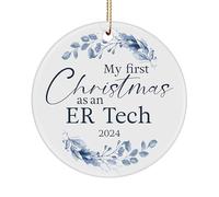 Ornement De Noël Ma Première Expérience en Tant Que Technicien des Urgences Ornements d'arbre De Noël Détachables Pendentifs Décoration Personnalisée Pendentif en Céramique pour Maison 7.3CM