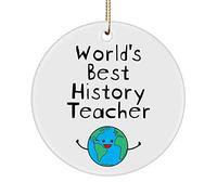 Ornement De Noël Meilleur Professeur D'Histoire du Monde pour Le Jour De Noël Appréciation Merci Retraite Adieu Départ Ornements De Sapin Détachables Pendentifs Décoration pour 7.3CM