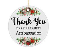 Ornement De Noël Merci À L'Ambassadeur, Un Collègue Vraiment Formidable Ornements De Sapin Esthétique Pendentif en Céramique Vintage Pendentifs Décoration pour Home Decor Fête du Nouvel 7.3CM